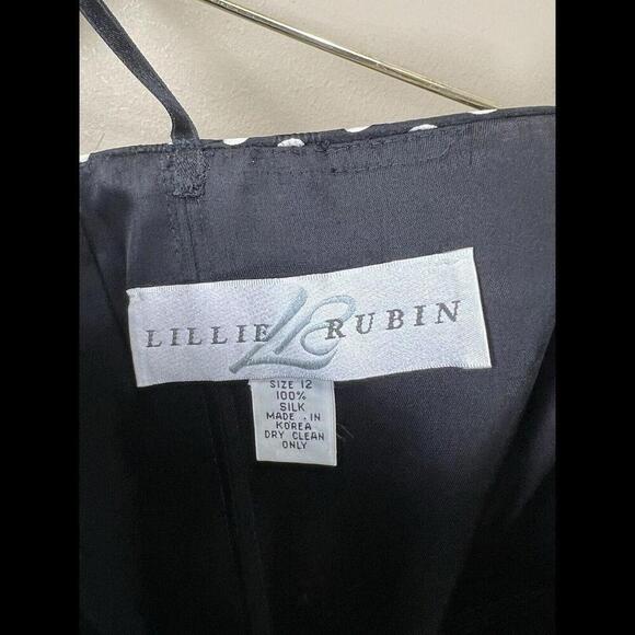 Lillie Rubin Dress Women's Size 12 Black Polka‎ Dot Lined 100% Silk Swing - Picture 5 of 5